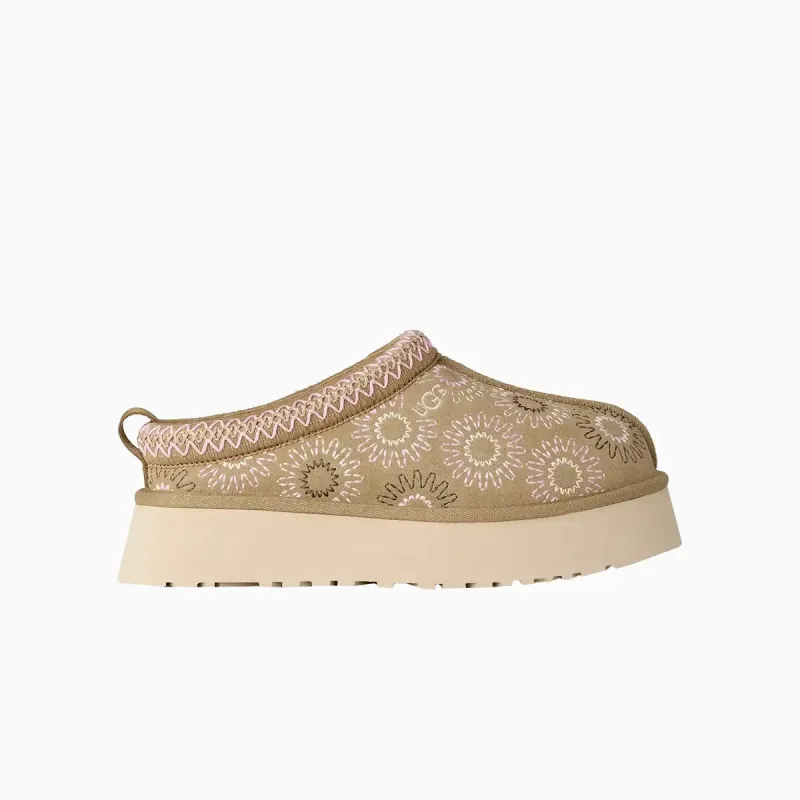 UGG Tazz Sun Stitch Platform Women's Slippers — Beige/Pink Suede made by UGG
