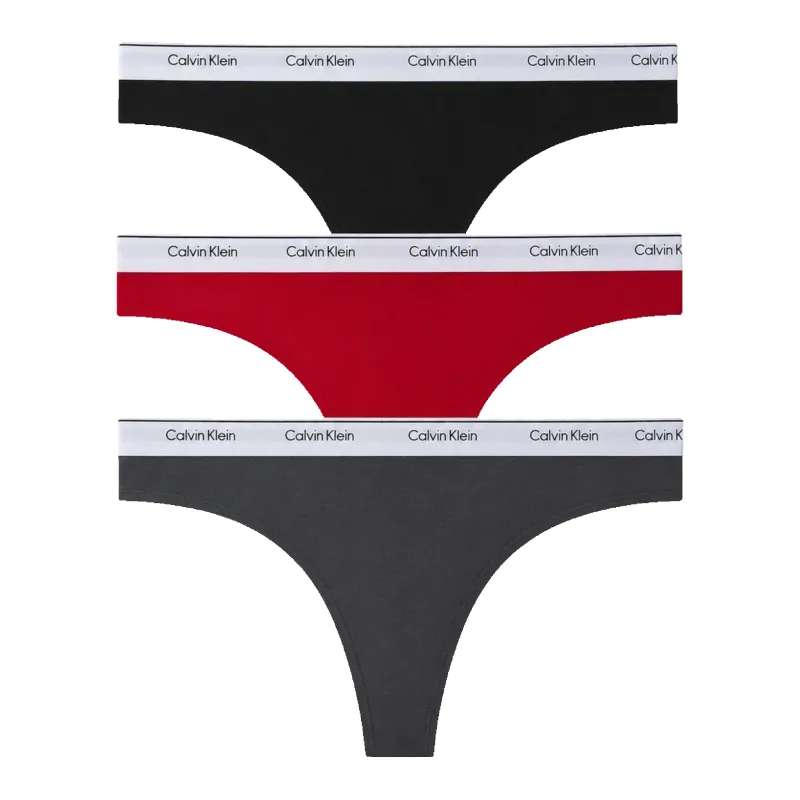 Calvin Klein Women's Thong 3-Pack — Black/ashford/tango Red made by Calvin Klein