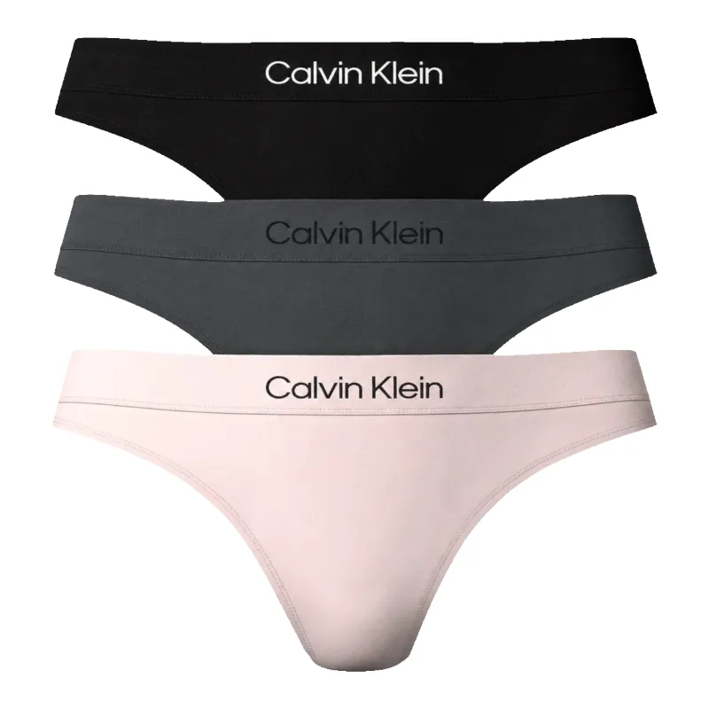 Calvin Klein Women's Thong 3-Pack — Black/ashford Grey/nymph's Thigh made by Calvin Klein