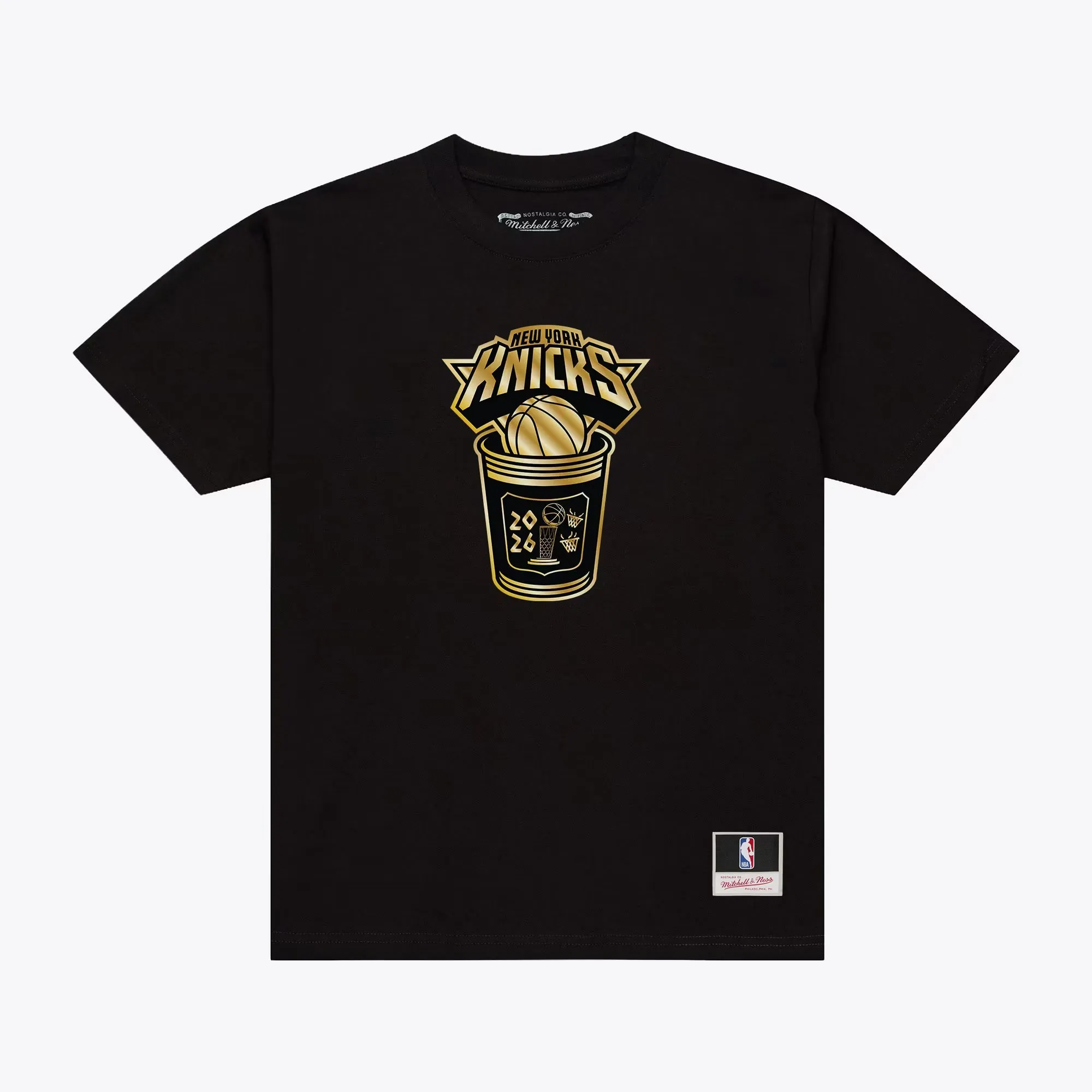Mitchell & Ness New York Knicks B&G Coffee Cup Mens T-Shirt — Black sold by Zulily