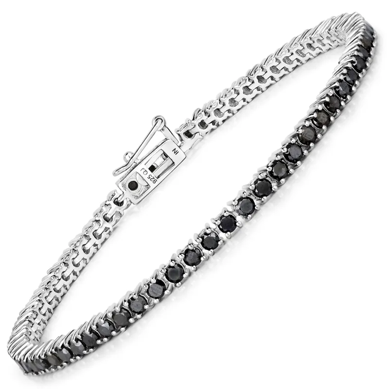 3.15 Cttw Round Black Diamond 18K White Gold Plated Silver Tennis Bracelet made by Zulily
