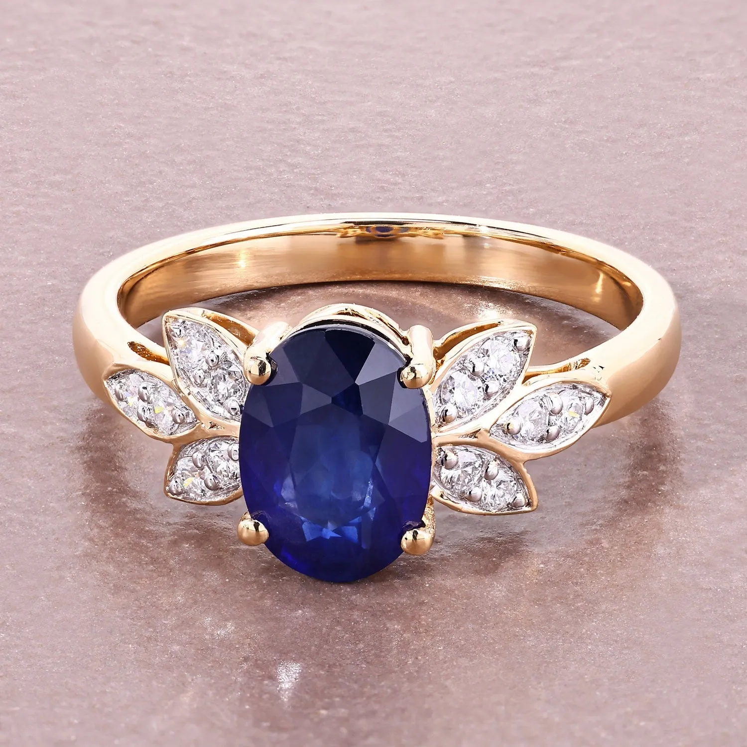 2.12 Cttw Oval Ceylon Blue Sapphire Diamond 18K Yellow Gold Butterfly Ring sold by Zulily product image thumbnail 4