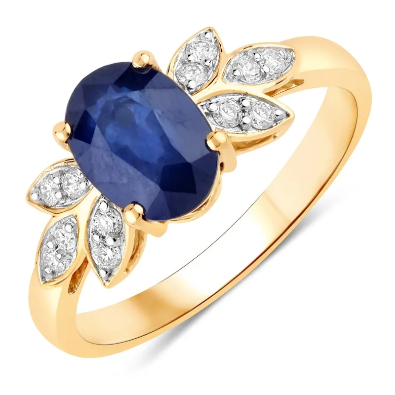 2.12 Cttw Oval Ceylon Blue Sapphire Diamond 18K Yellow Gold Butterfly Ring made by Zulily