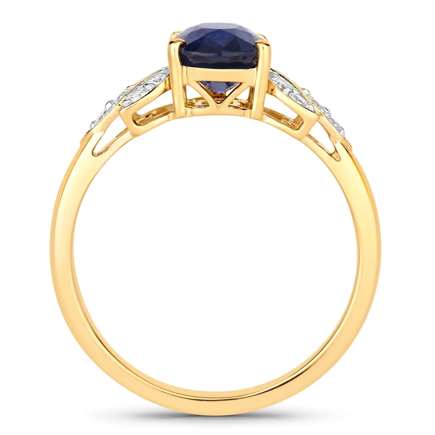 2.12 Cttw Oval Ceylon Blue Sapphire Diamond 18K Yellow Gold Butterfly Ring sold by Zulily product image thumbnail 3