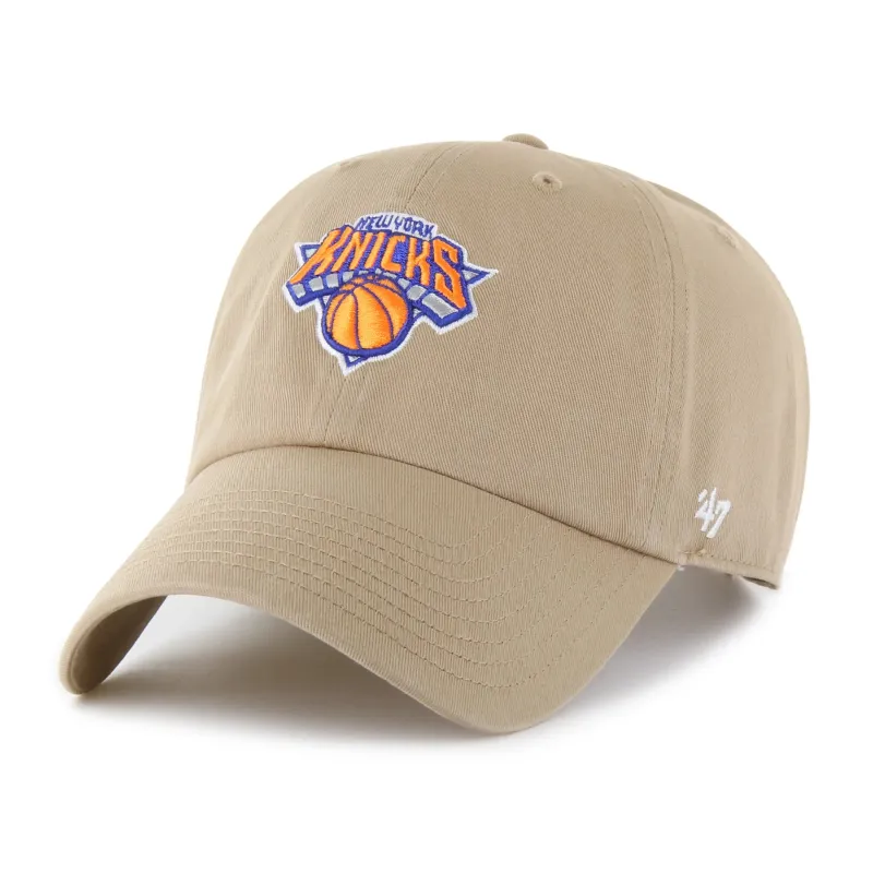47 Brand New York Knicks Clean Up Mens Strapback Hat — Khaki (KHB) made by 47