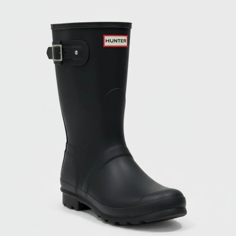 Hunter Women's Original Short Back Adjustable Waterproof Rubber Rain Boots Black made by Hunter