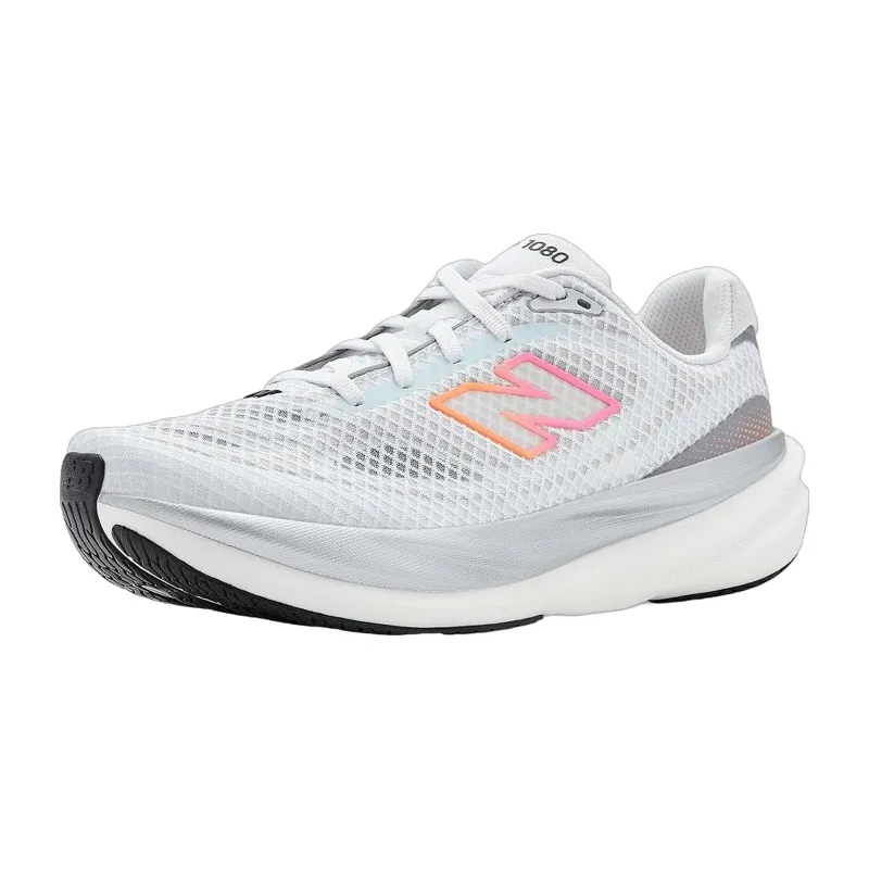New Balance Women's Fresh Foam X 1080 Running Shoes - White / Pink Heat / Tangerine Heat made by New Balance