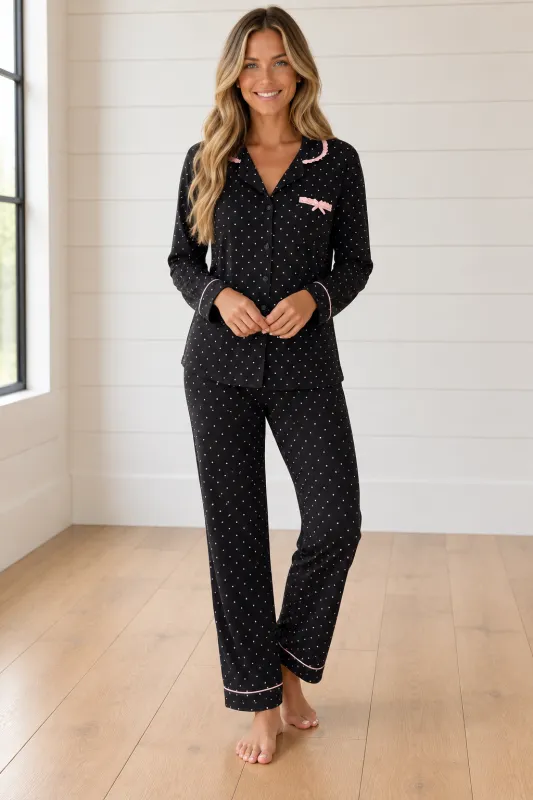 Threaded Pear Melanie Pajama Long Sleeve Top & Pant Set made by Threaded Pear