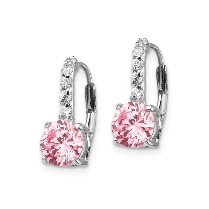 Pink and White Cubic Zirconia Leverback Earrings made by Zulily
