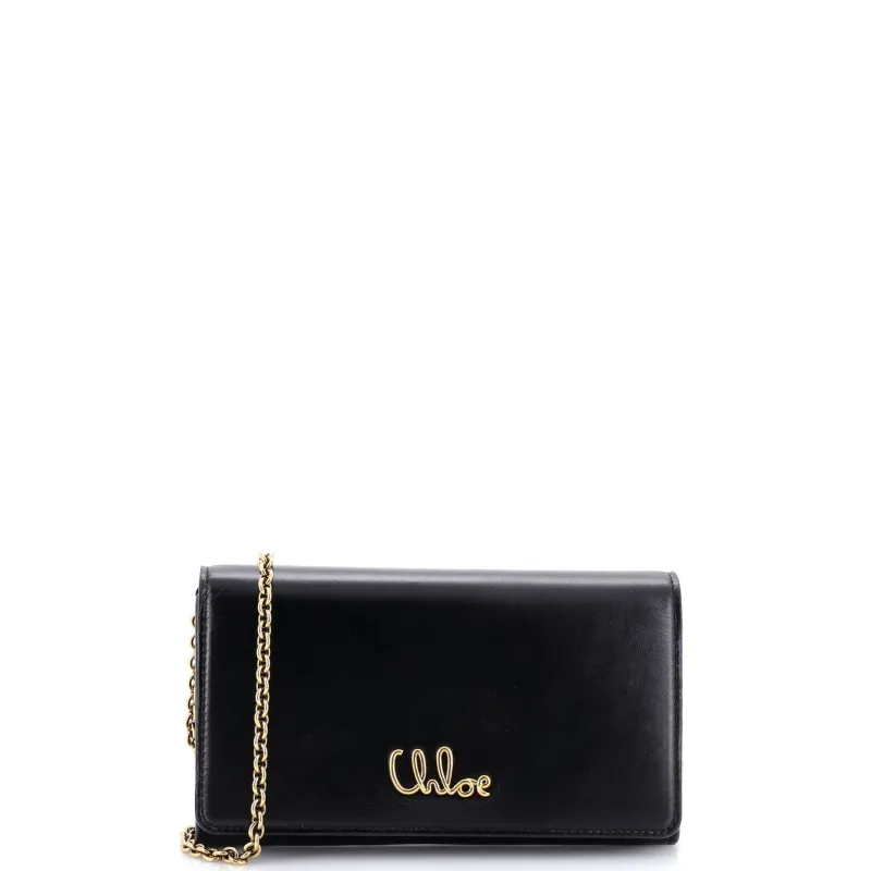 Iconic Flap Wallet on Chain Leather made by Chloe