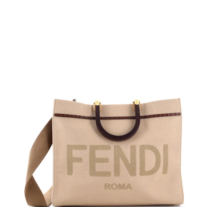 Sunshine Shopper Tote Canvas Medium made by Fendi