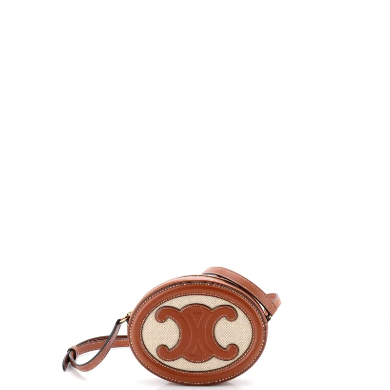 Triomphe Oval Crossbody Bag Canvas and Leather made by Celine