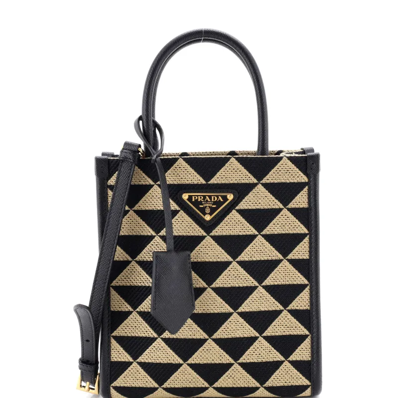 Symbole Shopper Tote Jacquard Mini made by Prada