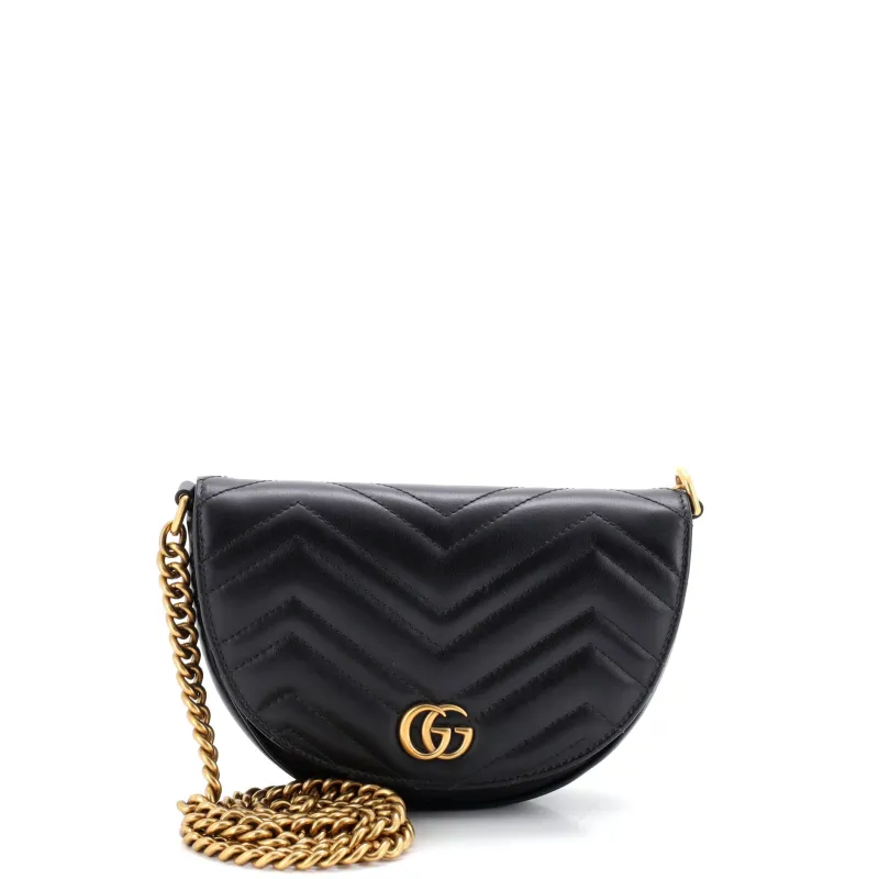 GG Marmont Half Moon Flap Crossbody Bag Matelasse Leather Mini made by Gucci