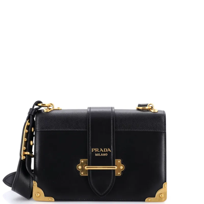 Cahier Crossbody Bag Leather and Saffiano Leather Large made by Prada