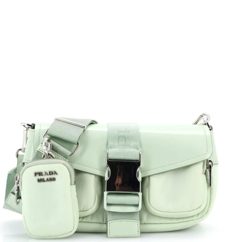 Buckle Pocket Crossbody Bag Spazzolato Leather and Tessuto made by Prada