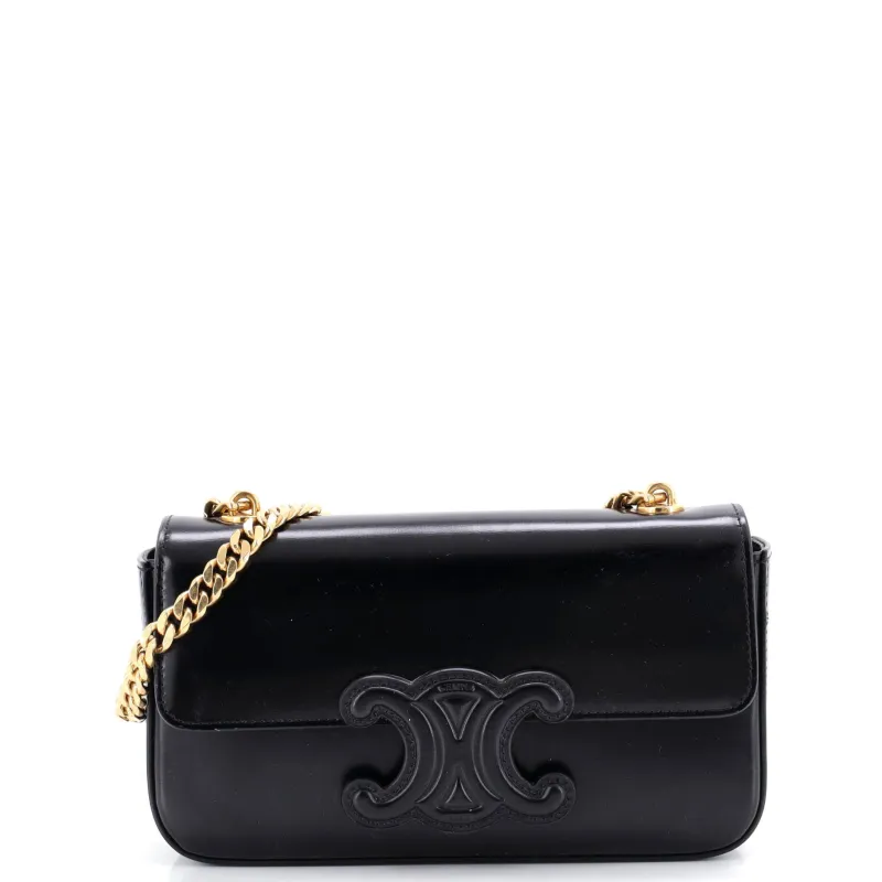 Triomphe Chain Shoulder Bag Leather Small made by Celine