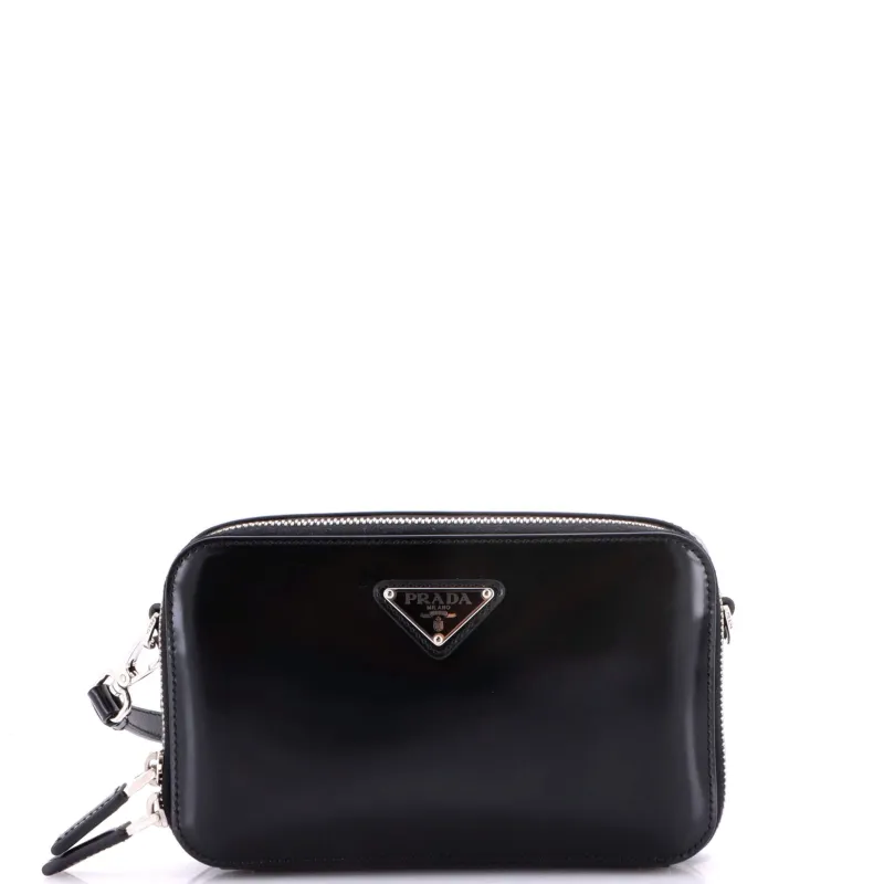 Zip Around Crossbody Bag Brushed Leather made by Prada