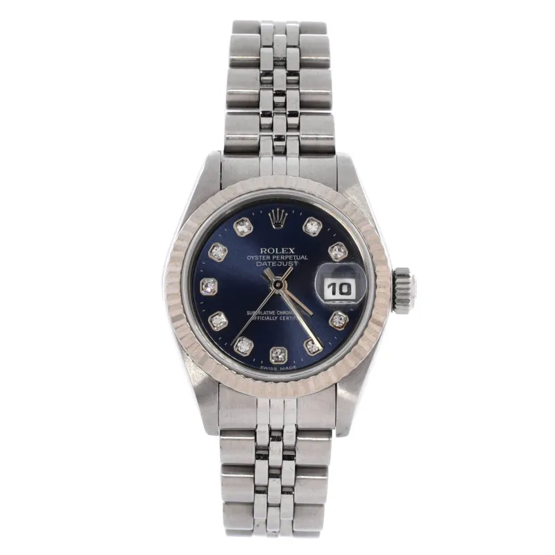 Oyster Perpetual Datejust Automatic Watch Stainless Steel and White Gold with Diamond Markers 26 made by Rolex
