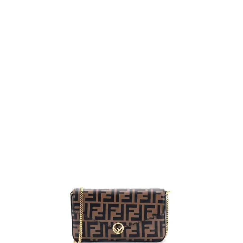 F is Fendi Envelope Clutch on Chain Zucca Embossed Leather made by Fendi