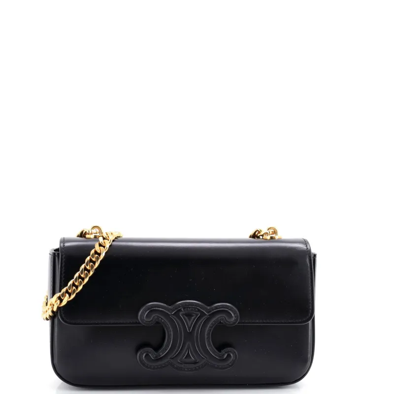 Triomphe Chain Shoulder Bag Leather Small made by Celine