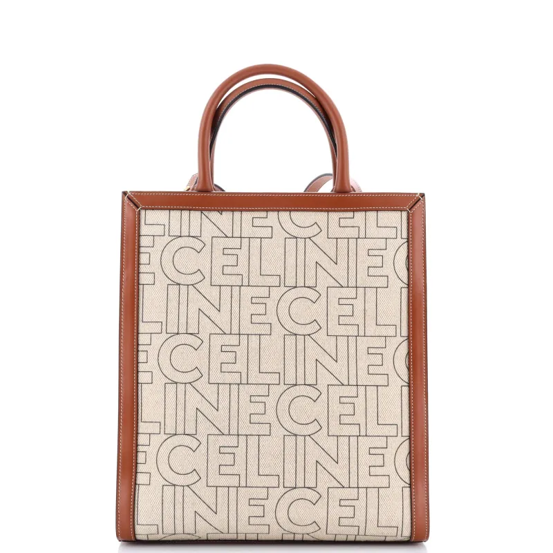 Vertical Cabas Tote Printed Canvas and Leather Small made by Celine