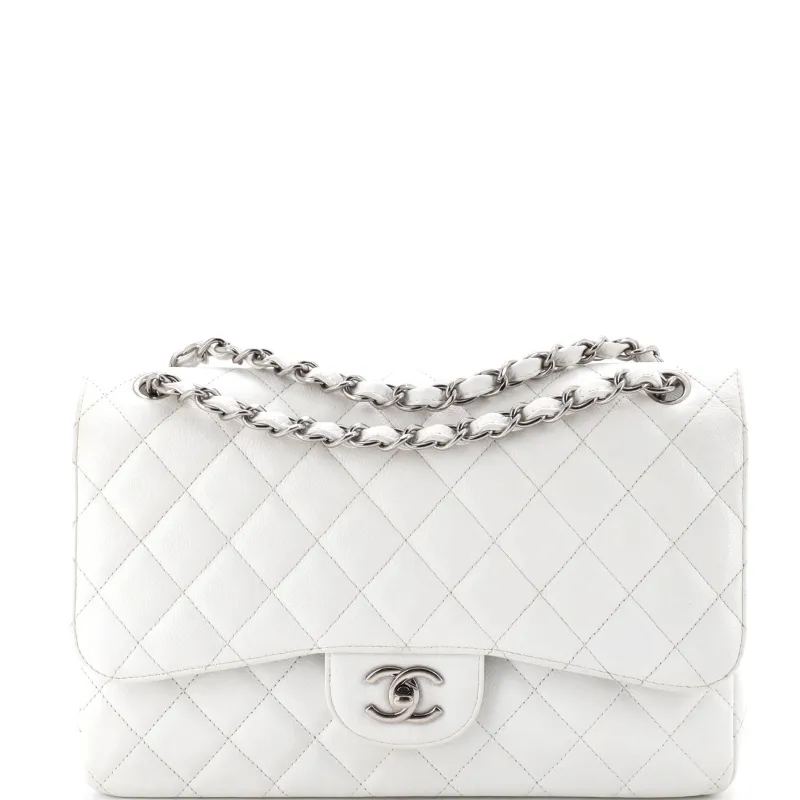 Vintage Classic Double Flap Bag Quilted Caviar Jumbo made by Chanel