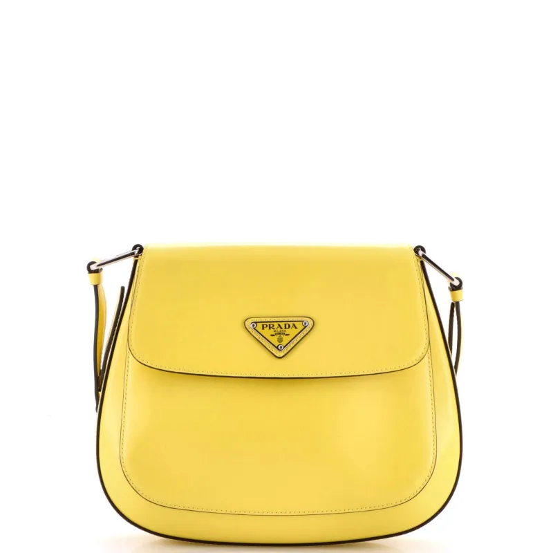 Cleo Flap Shoulder Bag Spazzolato Leather Small made by Prada
