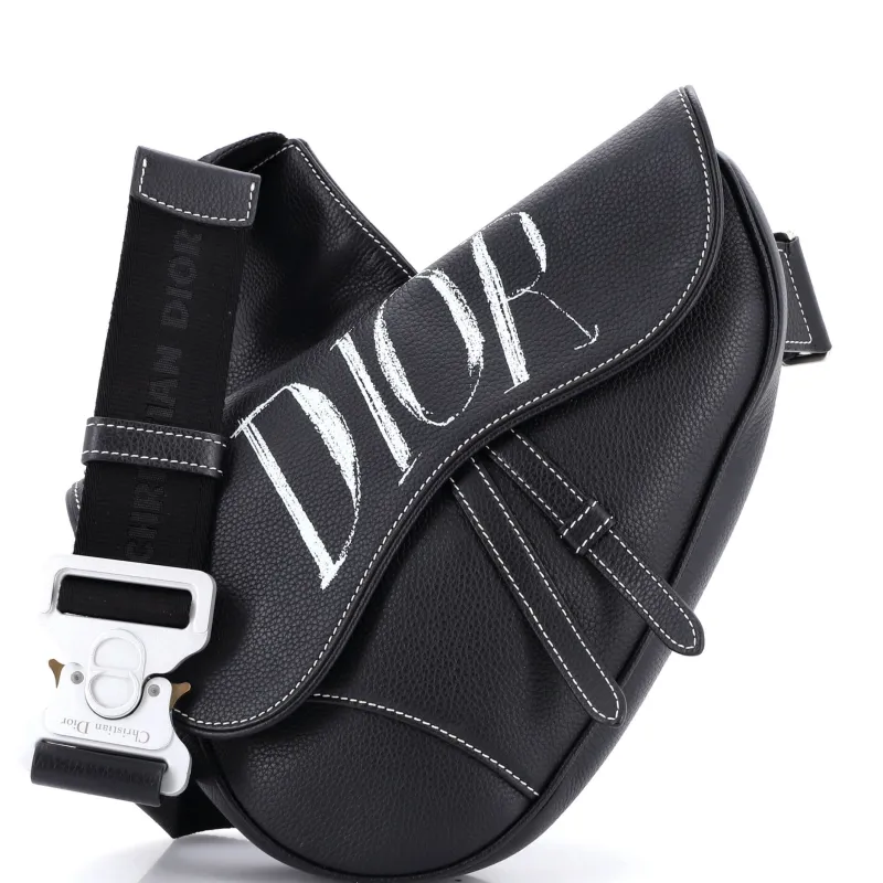 Alex Foxton Logo Saddle Crossbody Bag Printed Leather made by Dior