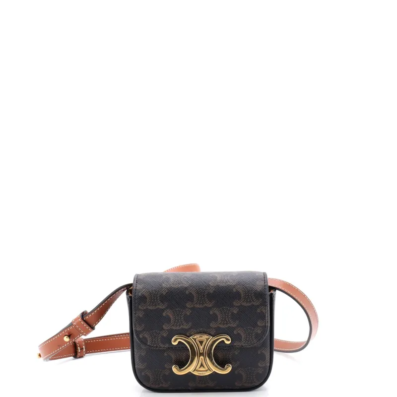 Triomphe Shoulder Bag Triomphe Coated Canvas Mini made by Celine