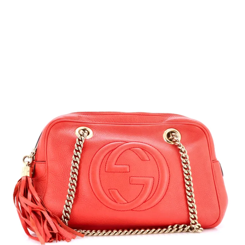 Soho Chain Zip Shoulder Bag Leather Small made by Gucci