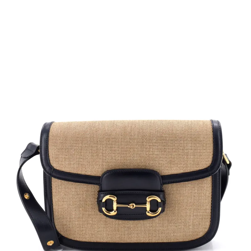 Horsebit 1955 Shoulder Bag Canvas and Leather Small made by Gucci