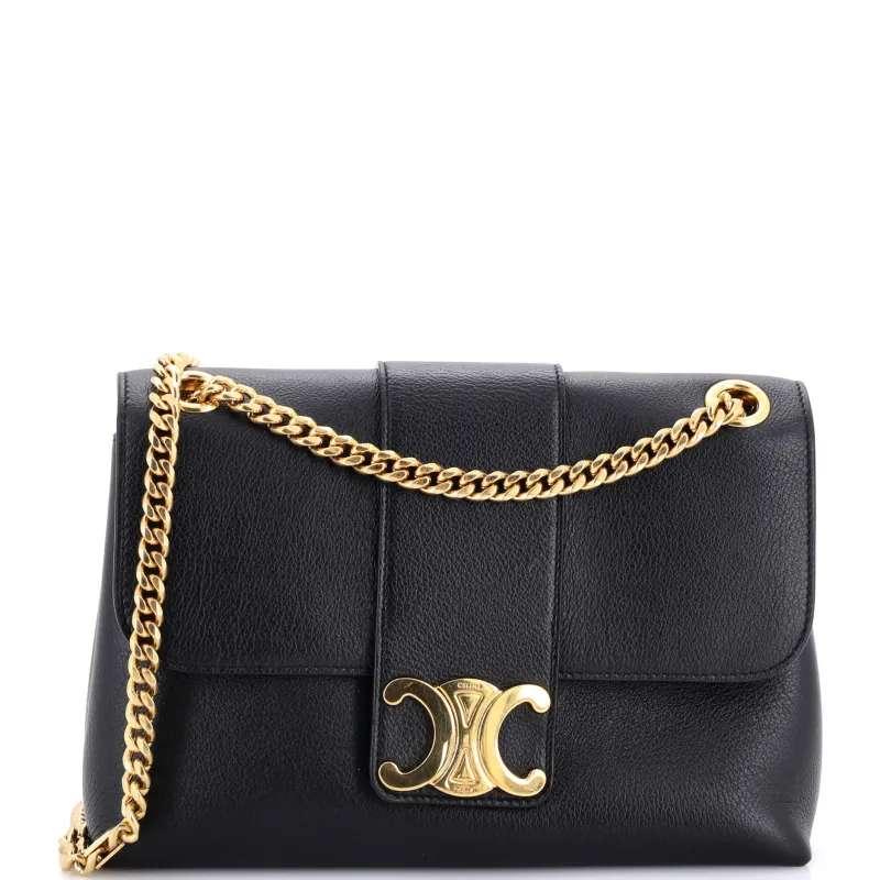 Victoire Flap Shoulder Bag Leather Teen made by Celine