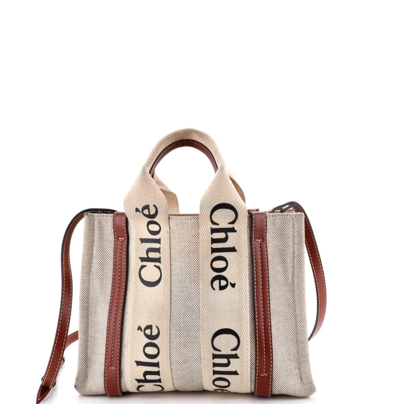 Woody Convertible Tote Canvas with Leather Small made by Chloe