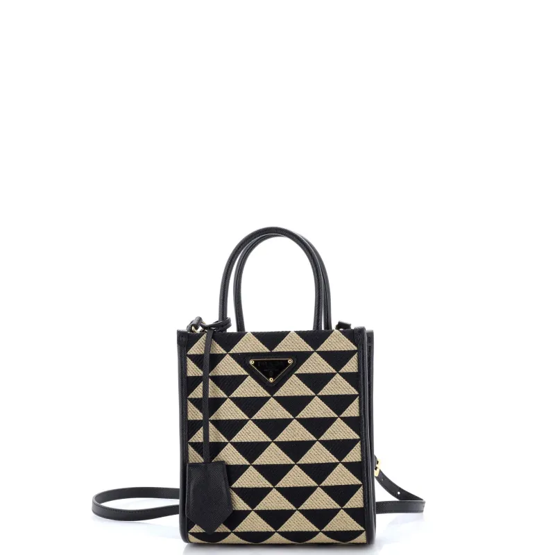 Symbole Shopper Tote Jacquard Mini made by Prada