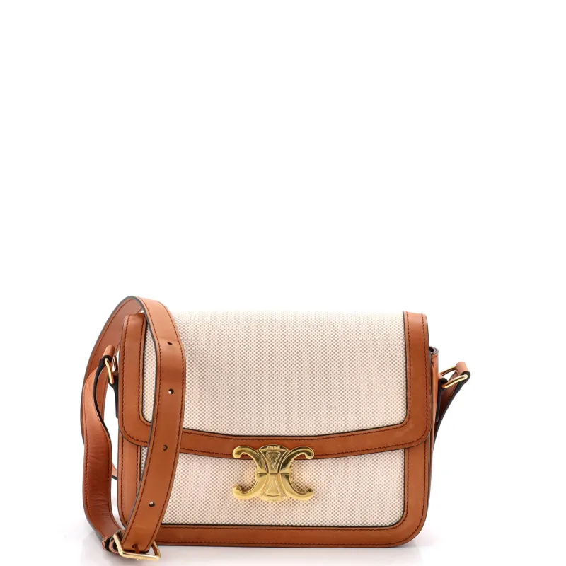 Triomphe Shoulder Bag Canvas with Leather Medium made by Celine