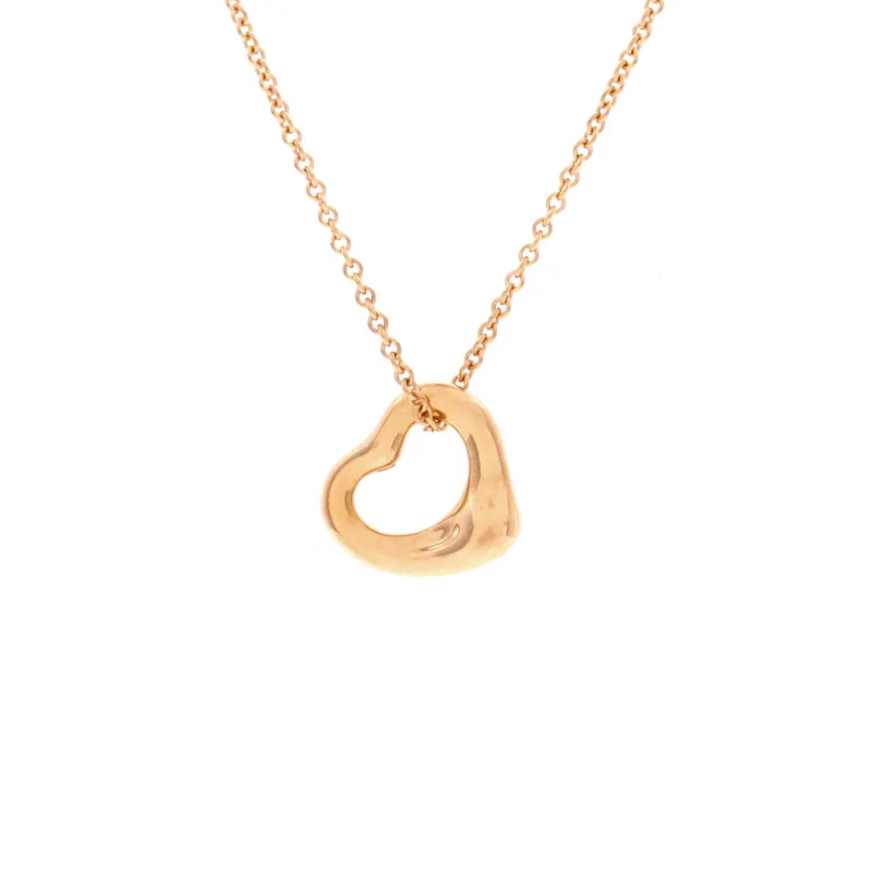 Elsa Peretti Open Heart Pendant Necklace 18K Rose Gold 11mm made by Tiffany & Co.