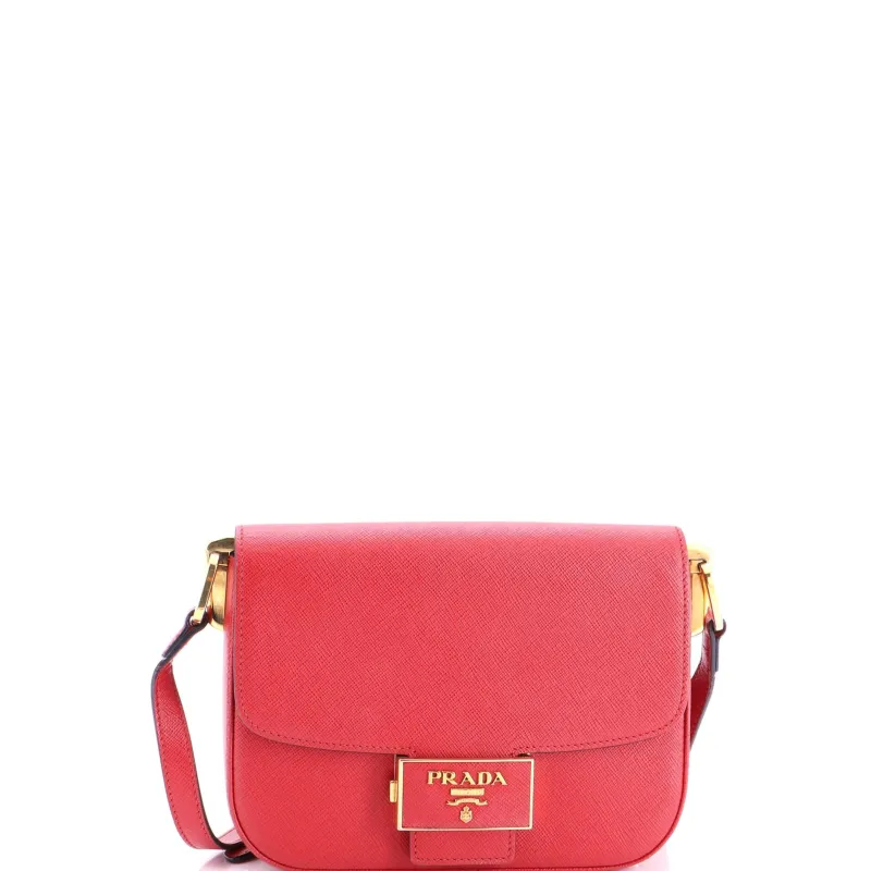 Embleme Flap Bag Saffiano Leather Small made by Prada