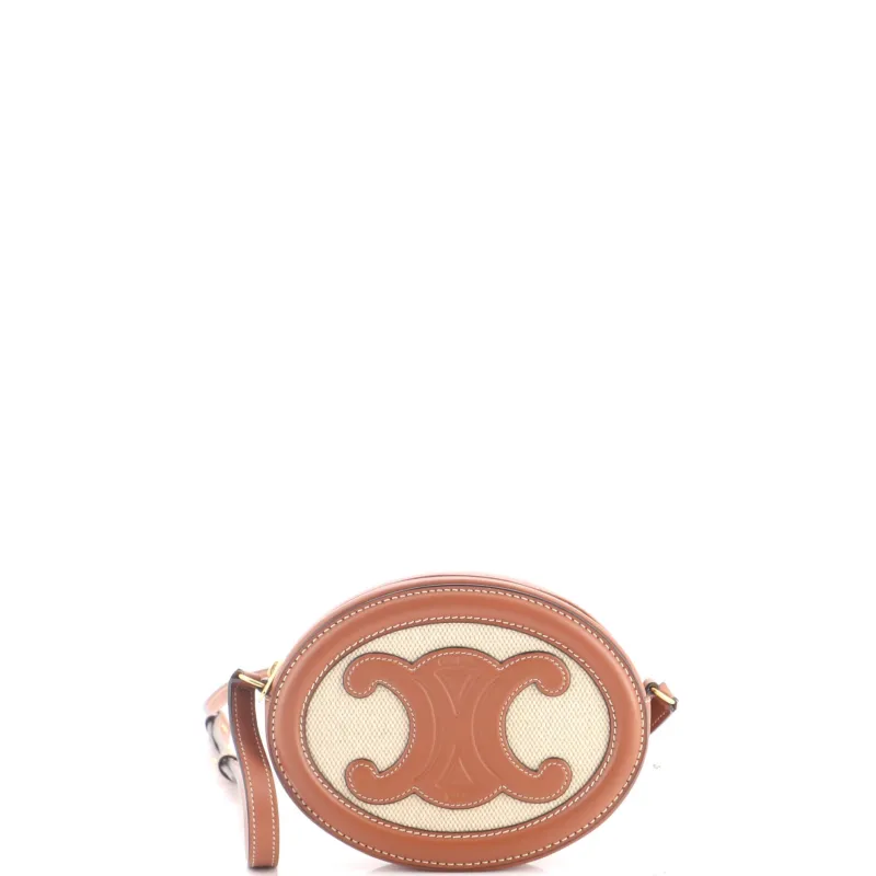 Triomphe Oval Crossbody Bag Canvas and Leather made by Celine