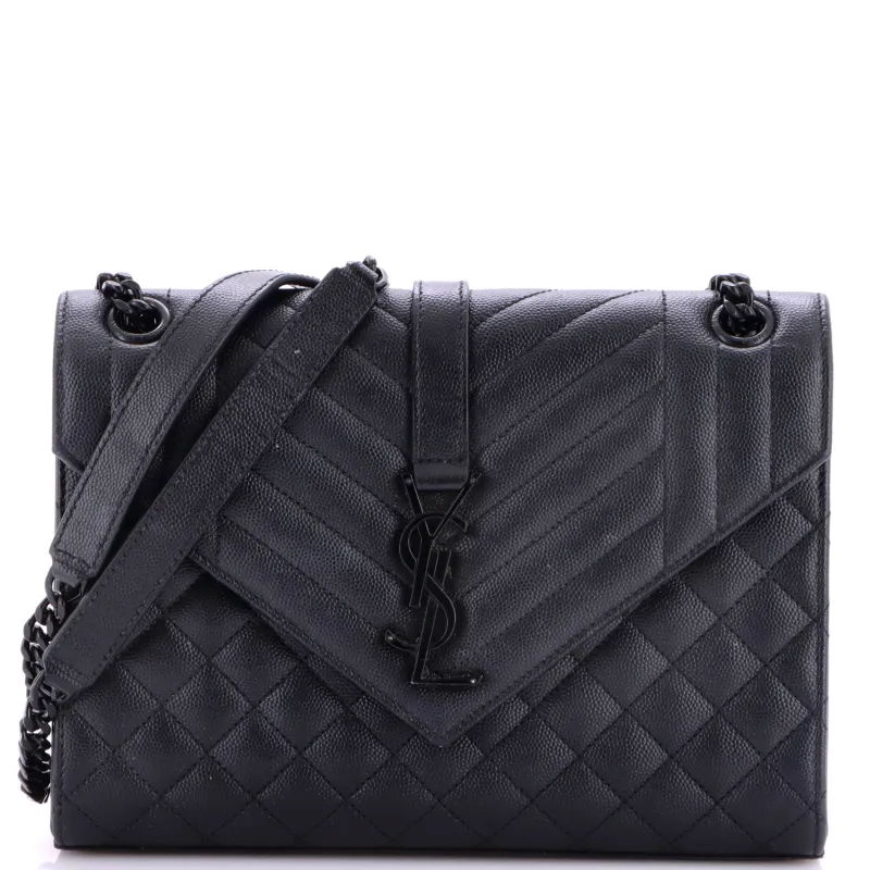 Classic Monogram Envelope Satchel Mixed Matelasse Leather Medium made by Yves Saint Laurent