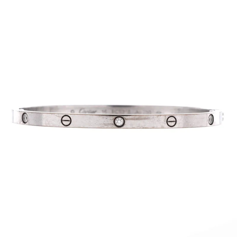 Love 6 Diamond Bracelet 18K White Gold and Diamonds Small 16 made by Cartier