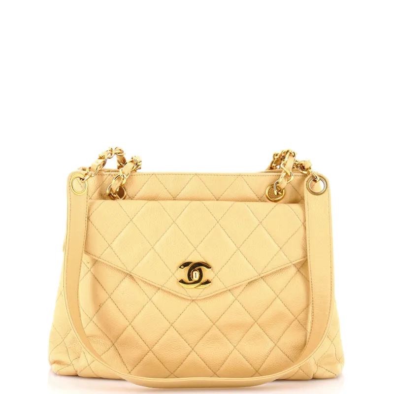 Vintage Front Pocket Shoulder Bag Quilted Caviar Medium made by Chanel