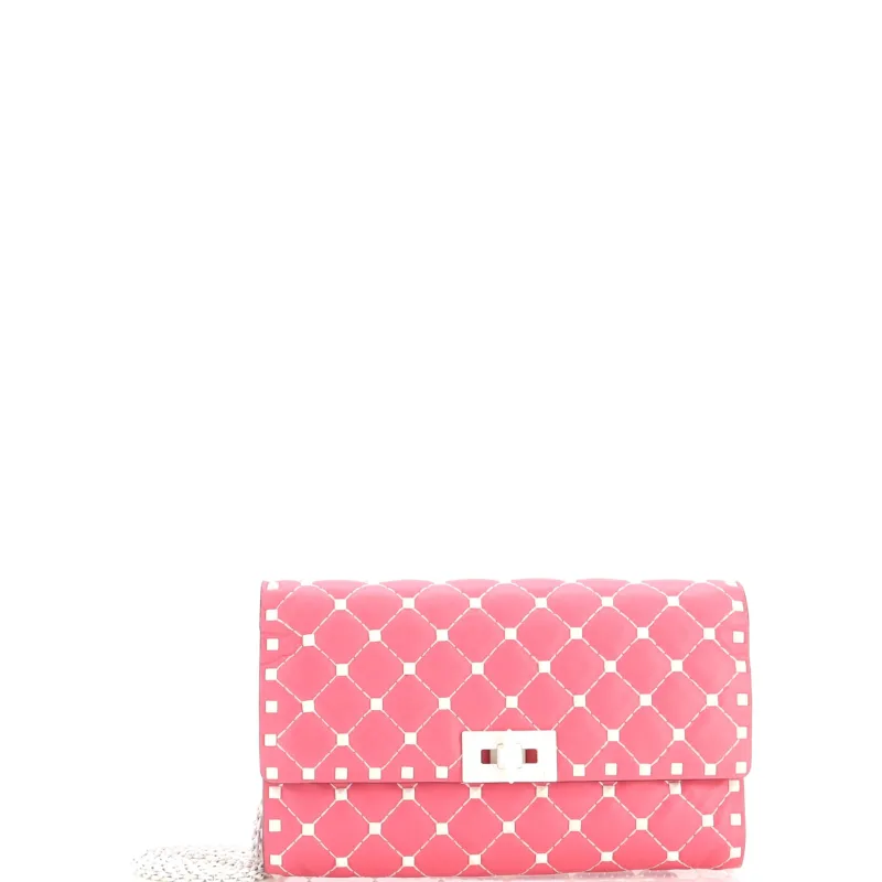 Rockstud Spike Wallet on Chain Quilted Leather Small made by Valentino Garavani
