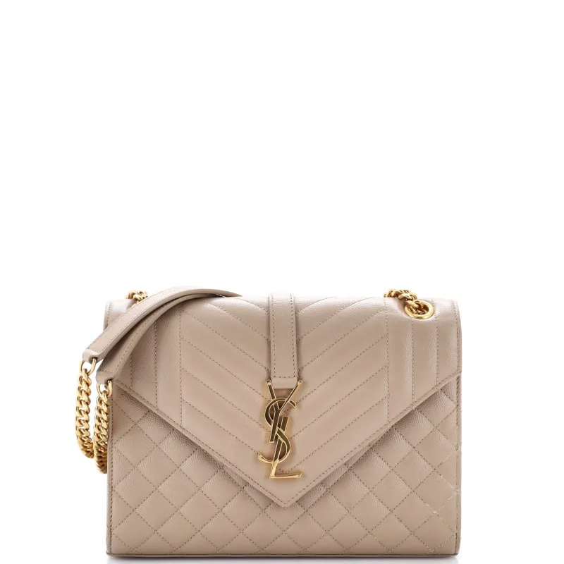 Classic Monogram Envelope Satchel Mixed Matelasse Leather Medium made by Yves Saint Laurent