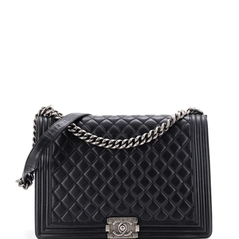 Boy Flap Bag Quilted Calfskin Large made by Chanel