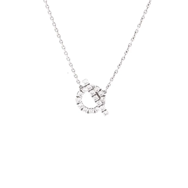 Finesse Pendant Necklace 18K White Gold and Diamonds made by Hermes