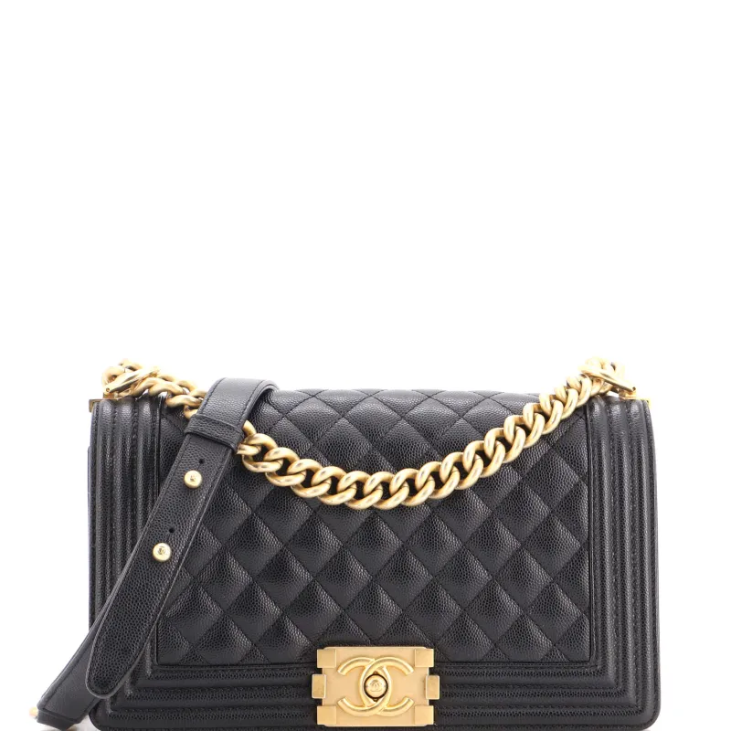 Boy Flap Bag Quilted Caviar Old Medium made by Chanel