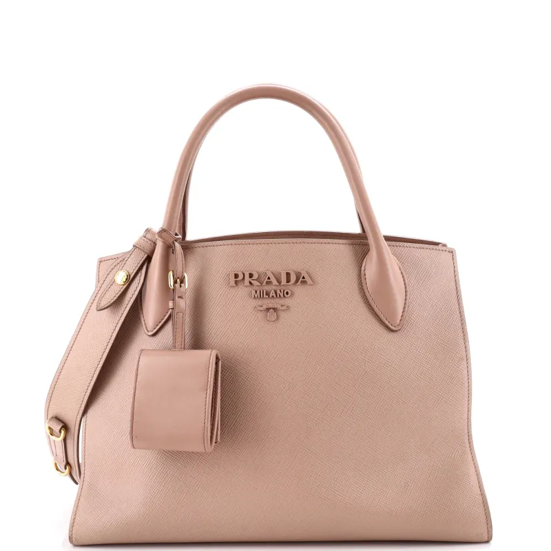 Monochrome Tote Saffiano with City Calf Medium made by Prada