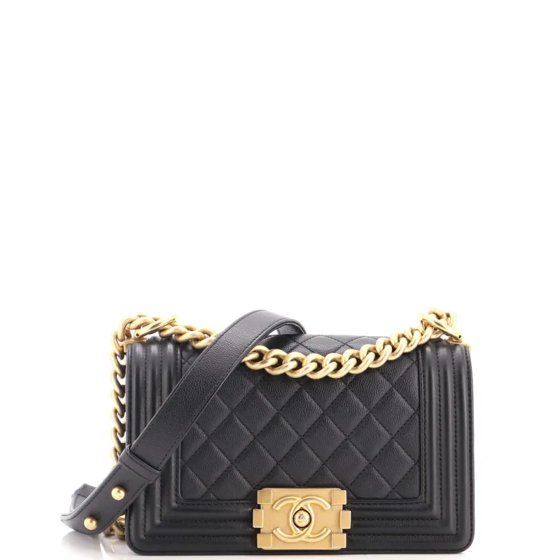 Boy Flap Bag Quilted Caviar Small made by Chanel
