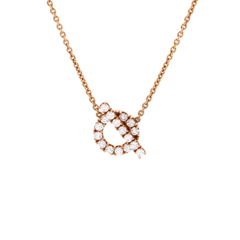 Finesse Pendant Necklace 18K Rose Gold and Diamonds made by Hermes